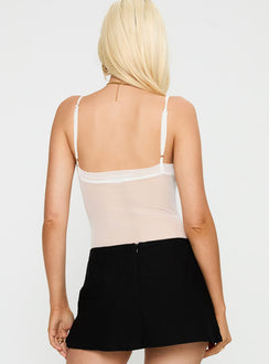 back view of model wearing Princess Polly In The Club Bodysuit White Sleeveless Bodysuit 