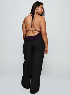 back view of model wearing Princess Polly Two Lovers Low Rise Pants Black Curve Low Rise Pants Pants 