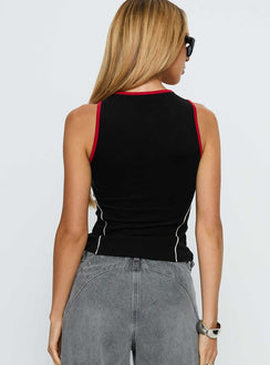 Alyna Zip Through Knit Top Black