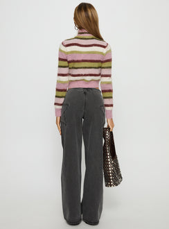 back view of model wearing Princess Polly Dolley Star Stitch Mid Rise Wide Leg Jean Grey Wash Mid Rise Jeans Jeans 