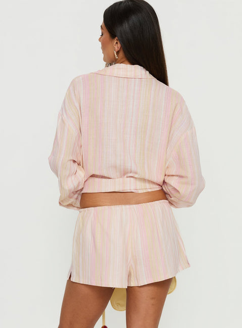 Opheliah Drawstring Shorts Pink Stripe