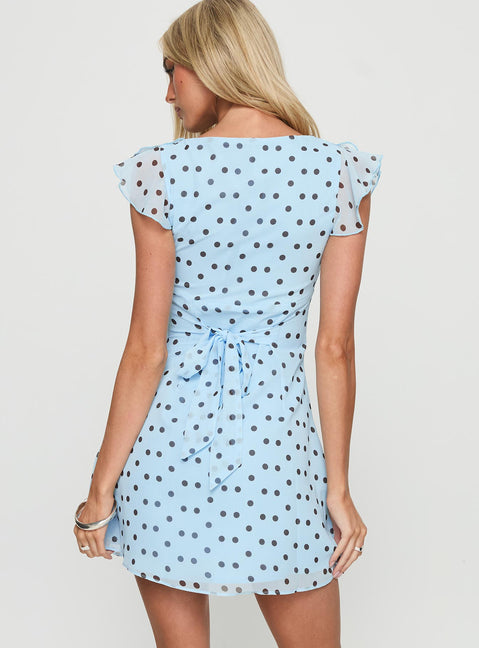 I Guess So Mini Dress Blue Polka Dot