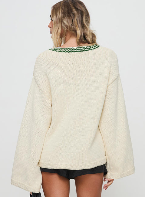 back view of model wearing Princess Polly Old Sport Knit Sweater Multi Longline Jumpers Jumpers 