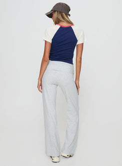 back view of model wearing Princess Polly Aire Ruched Pants Grey High Rise Pants Pants 