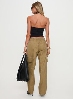 back view of model wearing Princess Polly Major General Cargo Pant Taupe Low Rise Pants Pants 