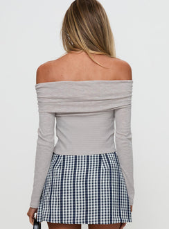 back view of model wearing Princess Polly Victorea Long Sleeve Top Grey Full Sleeves straight 
