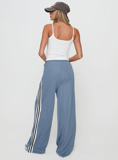 back view of model wearing Princess Polly Dime Track Pants Blue High Rise Pants Pants 