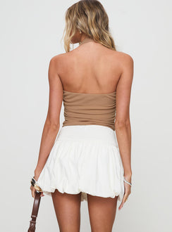 back view of model wearing Princess Polly Neddy Bubble Hem Mini Skirt White Mini Skirts Skirts 