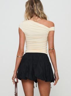 back view of model wearing Princess Polly Vannes Bubble Hem Mini Skirt Black Mini Skirts Skirts 