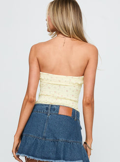 back view of model wearing Princess Polly Majorette Strapless Bodysuit Cream Sleeveless Bodysuit 