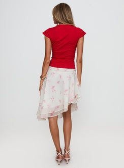 back view of model wearing Princess Polly Charisse Asymmetrical Midi Skirt Floral Skirts 