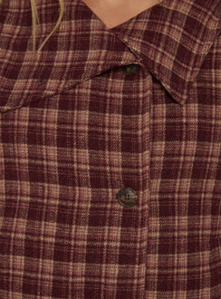 Navie Funnel Neck Jacket Red Check