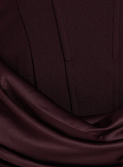 Ryana Corset Drape Mini Dress Plum