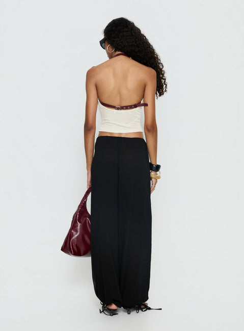 back view of model wearing Princess Polly Moondancer Balloon Pants Black Mid Rise Pants Pants 