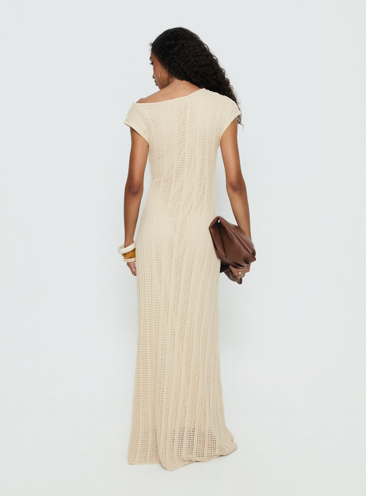 Break My Soul Knit One Shoulder Maxi Dress Beige