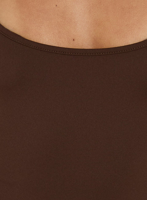 Presenting the All Tied Up Bodysuit Brown womens-bodysuit with sleeveless cut detail Princess Polly