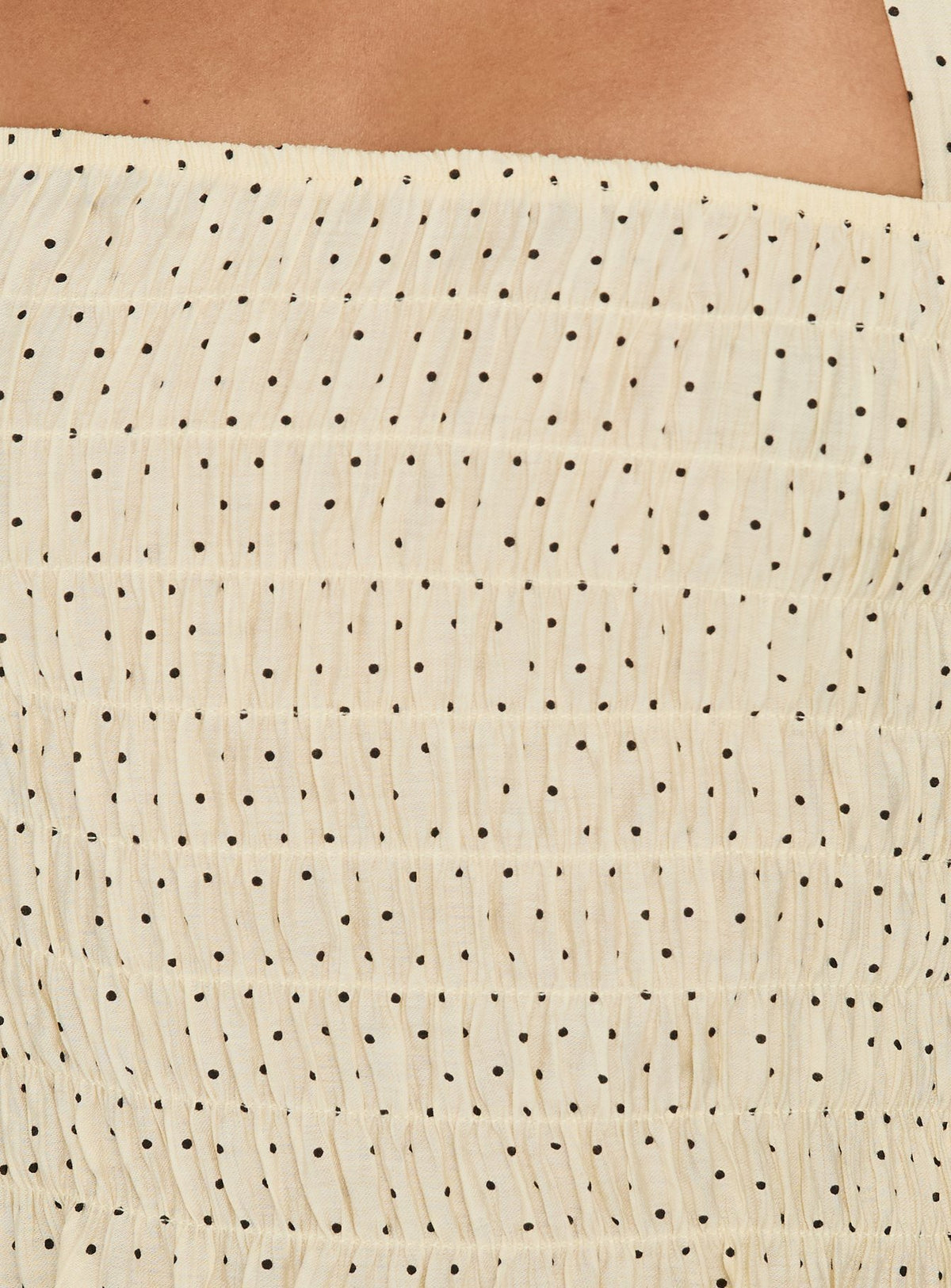 Almost Love Shirred Halter Top Butter Polka Dot