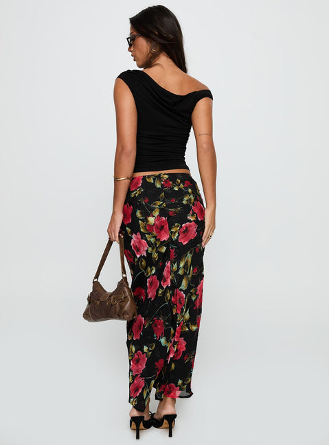 back view of model wearing Princess Polly Emaretta Maxi Skirt Multi Floral Skirts 