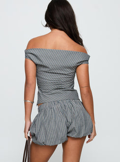 Sunshift Off Shoulder Set Grey Stripe