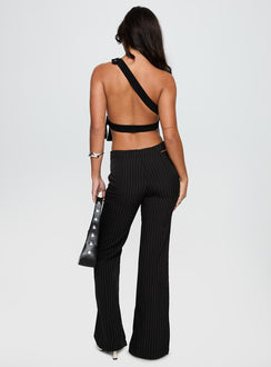 back view of model wearing Princess Polly Amaretti Pants Black High Rise Pants Pants 