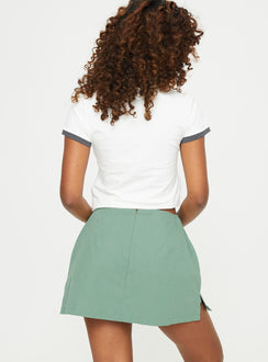 back view of model wearing Princess Polly Gigi Skort Olive High Waisted Shorts 