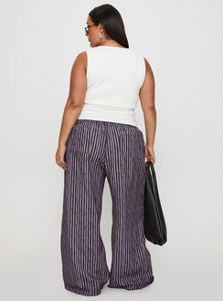 back view of model wearing Princess Polly Beach House Pants Multi Curve High Rise Pants Pants 