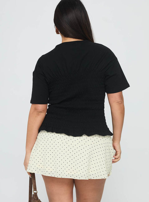 back view of model wearing Princess Polly Sonsie Mini Skirt Cream Curve Skirts 