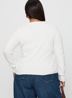 back view of model wearing Princess Polly Lauraine Cardigan White Curve regular Jumpers 
