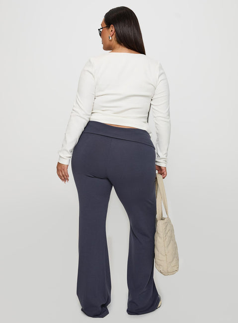 back view of model wearing Princess Polly Movement Yoga Pant Blue Curve Pants 