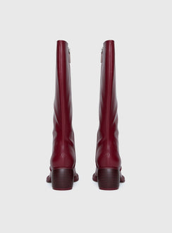 Ella Knee High Boots Burgundy