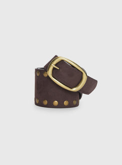 Spheres Stud Belt Dark Brown