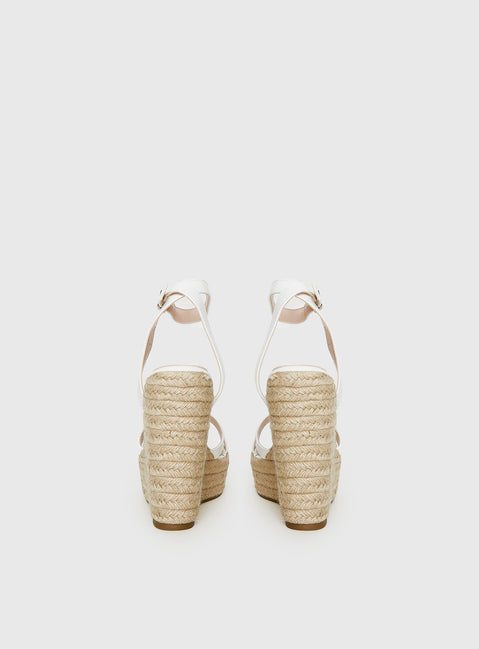 Jesper Espadrille Wedged Heels White Croc