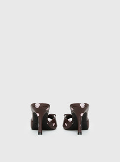 Etiquette Peep Toe Heels Brown / Pink Polka