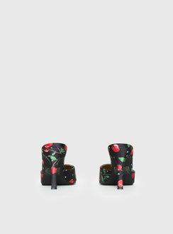 Cherry Season Pointed Toe Heels Black Multi