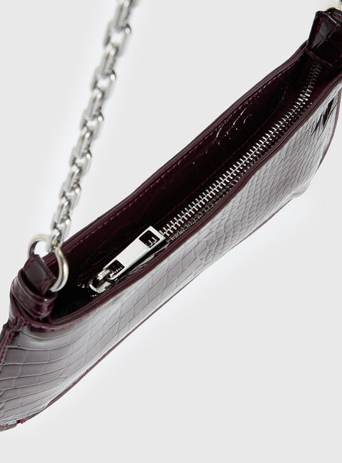 Gwynne Faux Leather Shoulder Bag Cherry Lacquer