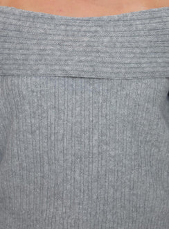 product Princess Polly Snowie Off Shoulder Knit Sweater Grey Curve Jumpers 