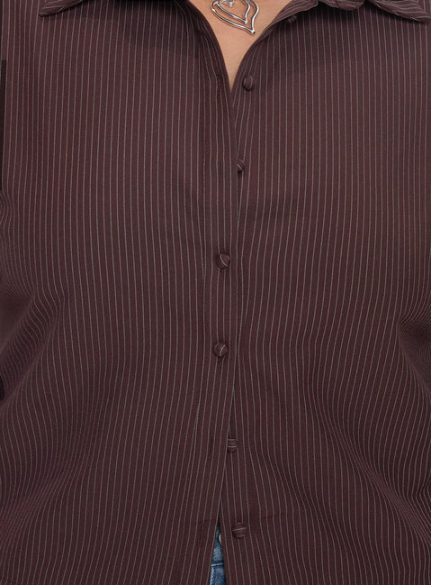 Anni Pinstripe Shirt Brown Curve