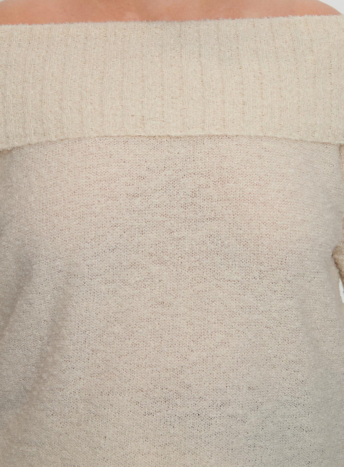 product Princess Polly Parkley Boucle Off The Shoulder Cream Curve Jumpers 