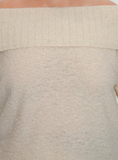 product Princess Polly Parkley Boucle Off The Shoulder Cream Curve Jumpers 