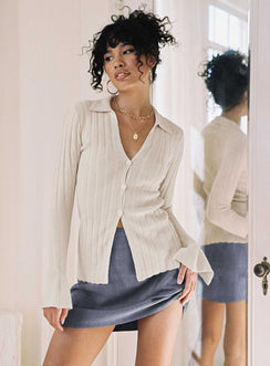   front view of model wearing Princess Polly Selby Mini Skirt Grey Petite Mini Skirts Skirts 