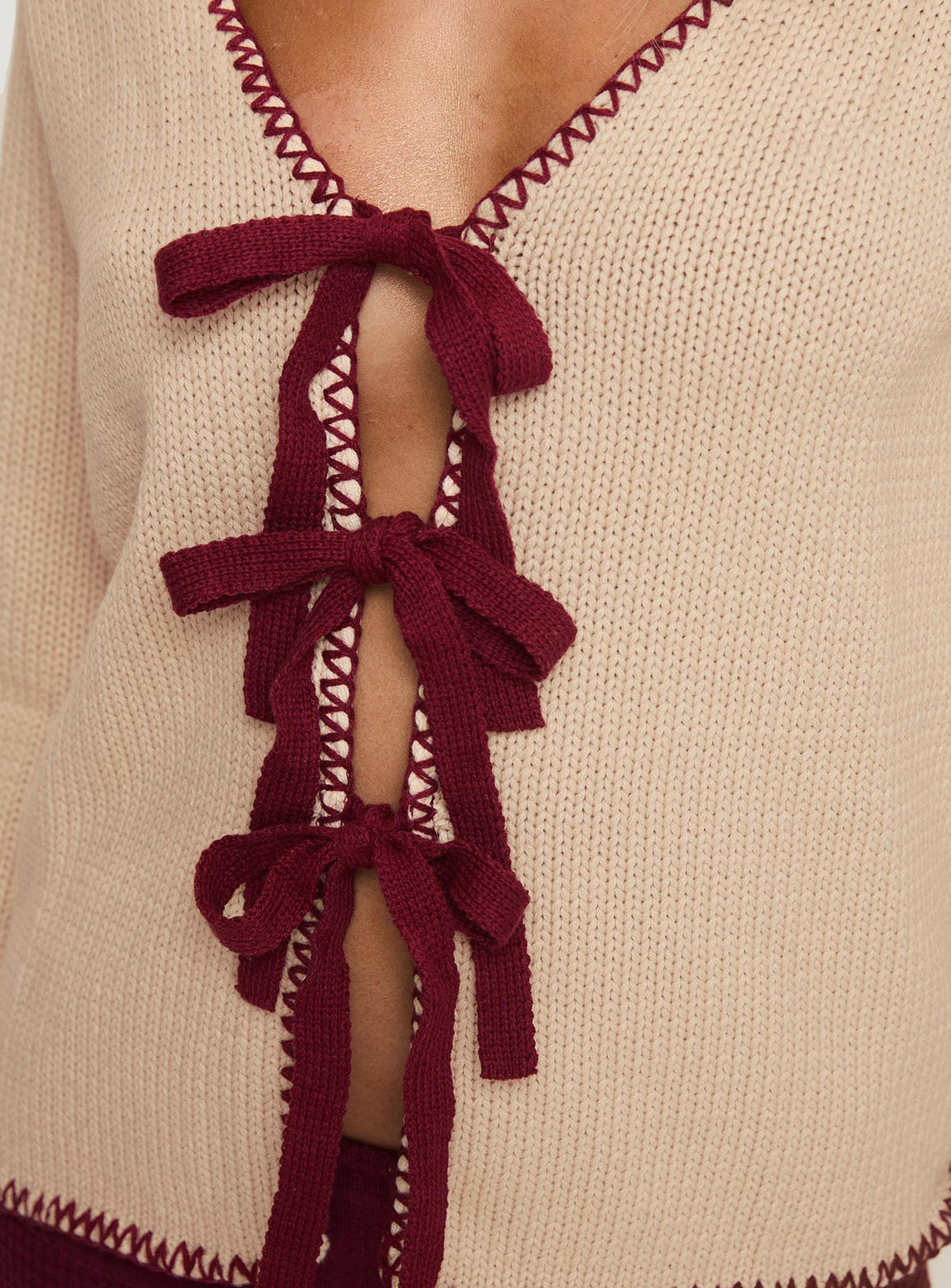 back view of model wearing Princess Polly Kiss Goodbye Knit Cardigan Multi regular Jumpers 