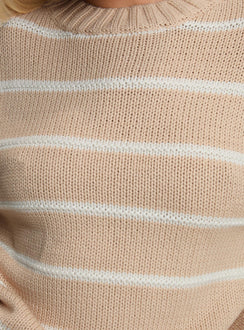 product Princess Polly Read Your Mind Knit Sweater Cream Stripe Jumpers 