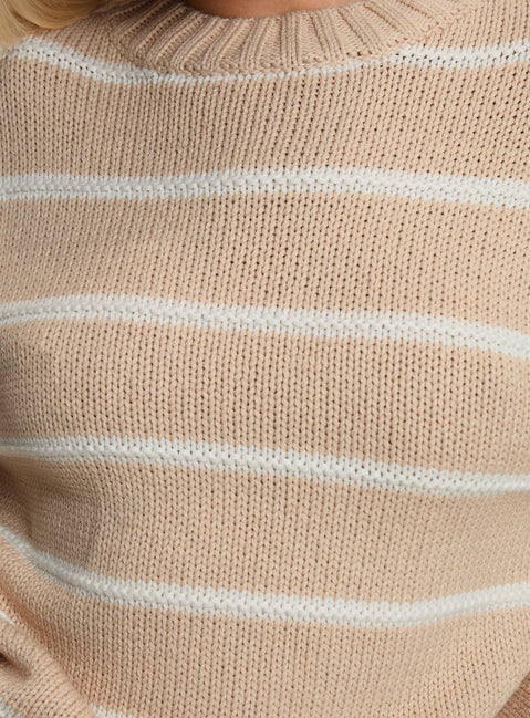 product Princess Polly Read Your Mind Knit Sweater Cream Stripe Jumpers 