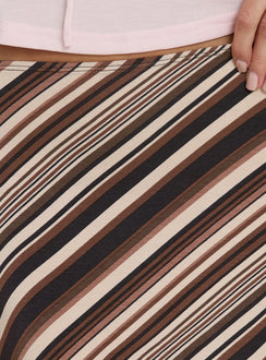 Highlighting the Laykha Midi Skirt Multi Stripe womens-skirts in midi length Princess Polly
