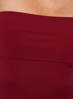 product Princess Polly Niner Strapless Bodysuit Burgundy Petite Sleeveless Bodysuit 