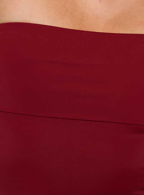 product Princess Polly Niner Strapless Bodysuit Burgundy Petite Sleeveless Bodysuit 