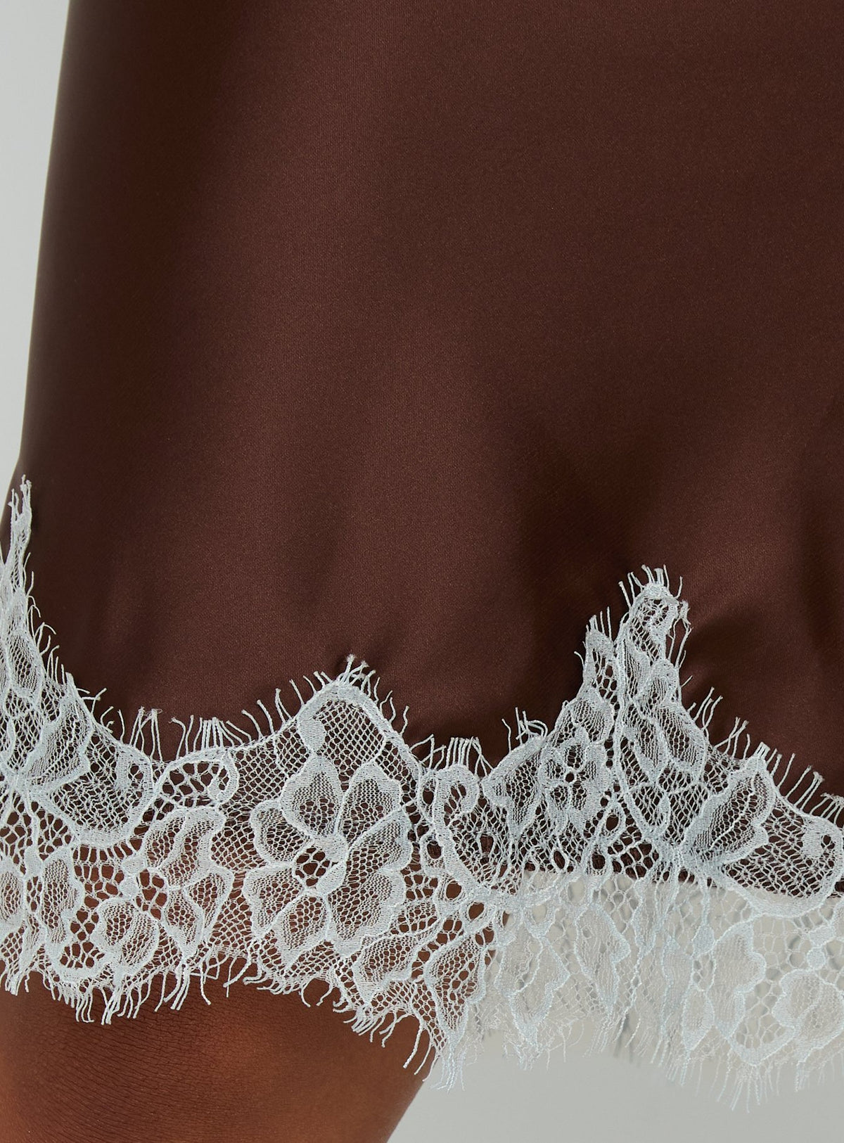 Highlighting intricate craftsmanship, Miriza Lace Trim Midi Skirt Chocolate / Blue womens-skirts with delicate hem detailing Princess Polly