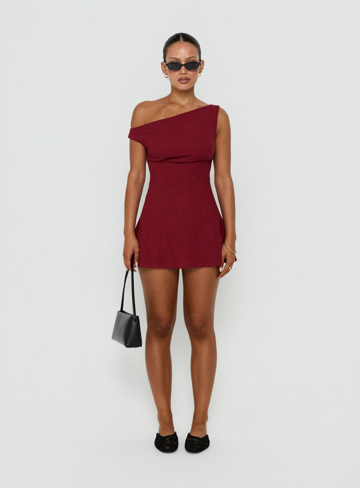 Anjela Off Shoulder Playsuit Cherry