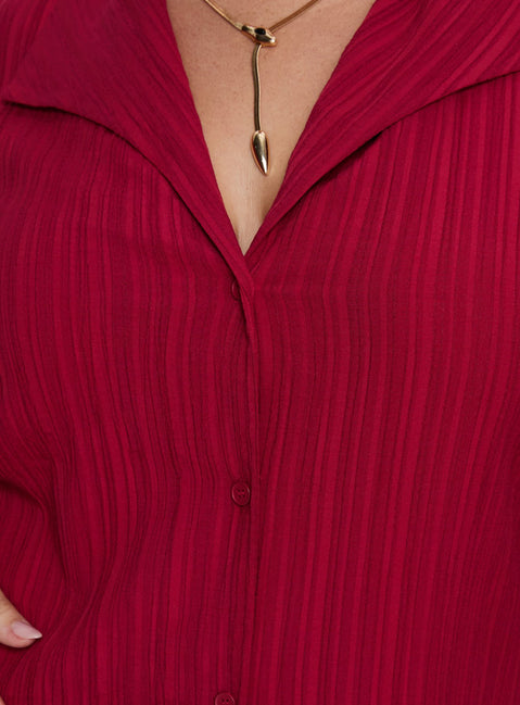 Beatris Long Sleeve Top Red Curve