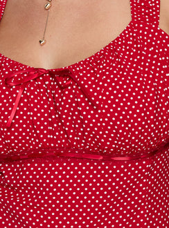 Garconne Top Red Polka Curve